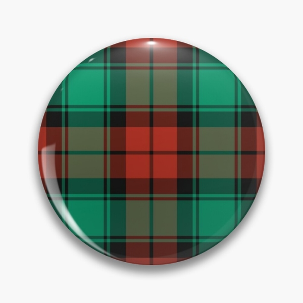 Traditional Christmas plaid pinback button