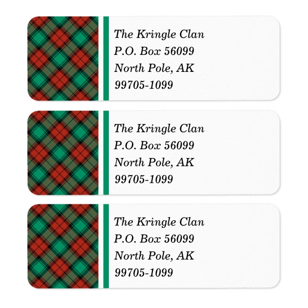Traditional Christmas Plaid Labels