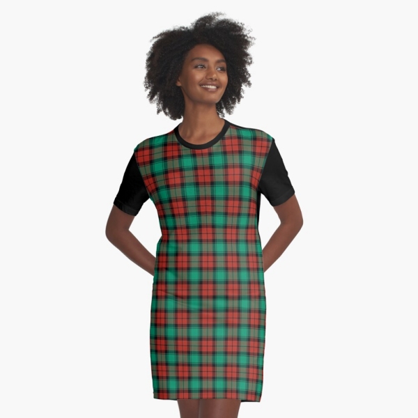 Traditional Christmas plaid tee shirt dress