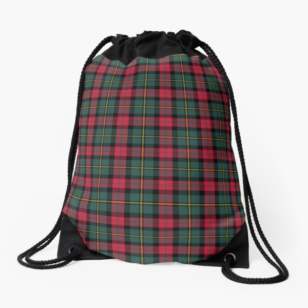 Vintage Christmas plaid drawstring bag