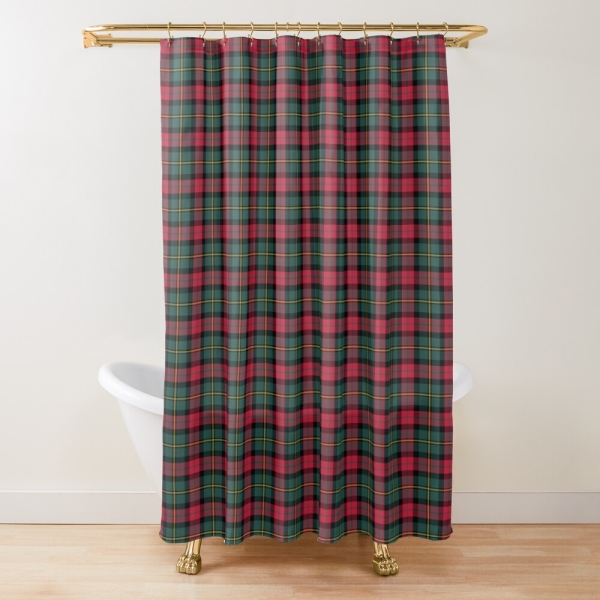 Vintage Christmas plaid shower curtain