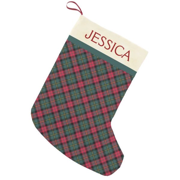 Vintage Christmas plaid stocking