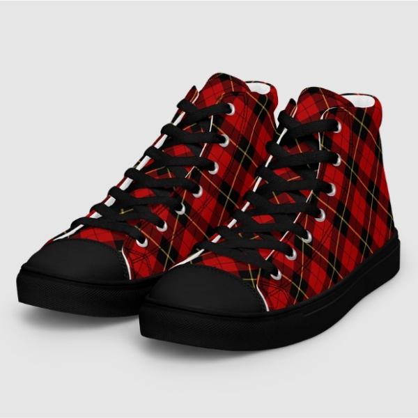 Wallace tartan men's black hightop shoes