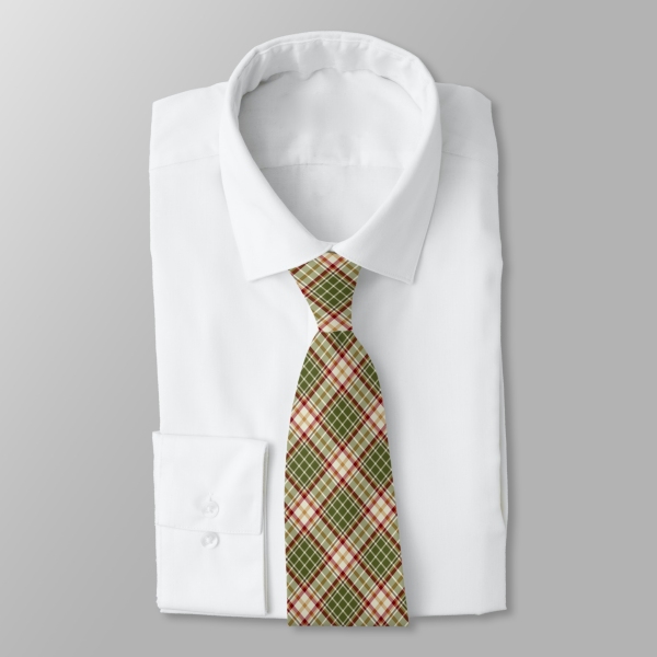 Woodland Christmas plaid necktie
