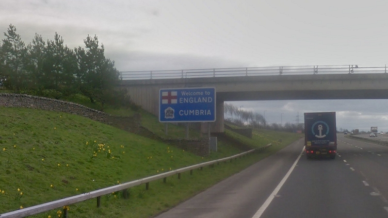 A74 at the Scotland-England border by Google